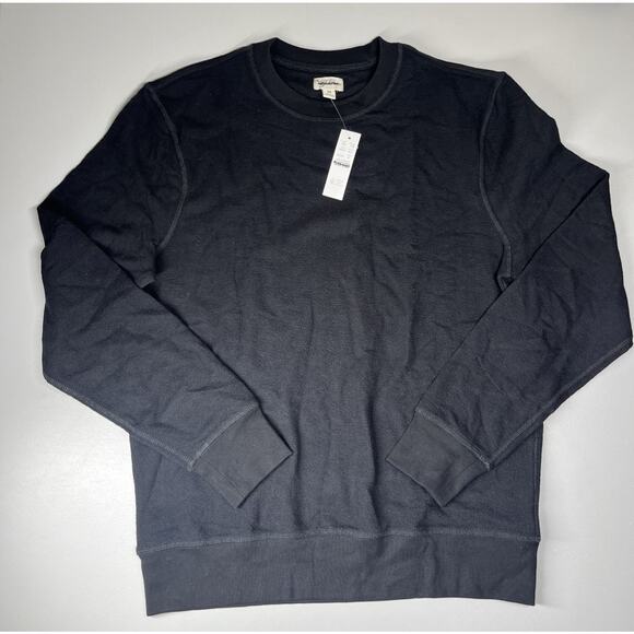 J Crew Sweater Sweatshirt Tee Mens Medium Black Single Dye Crewneck Pullover - Picture 1 of 8